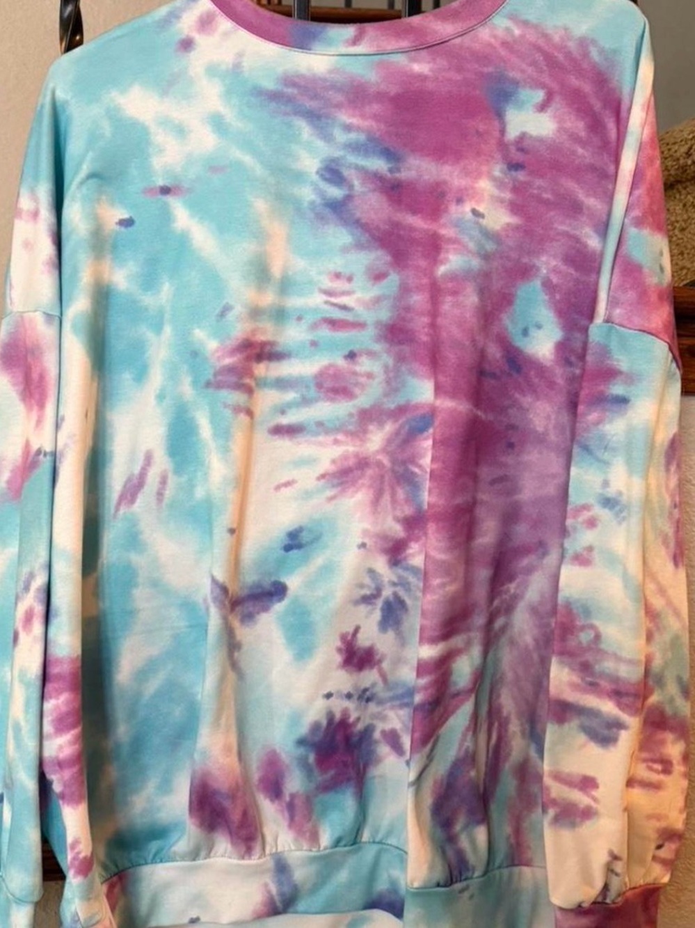 Blooming Jelly Pastel Tie-Dye Sweatshirt - Aqua, Lavender & Cream size L